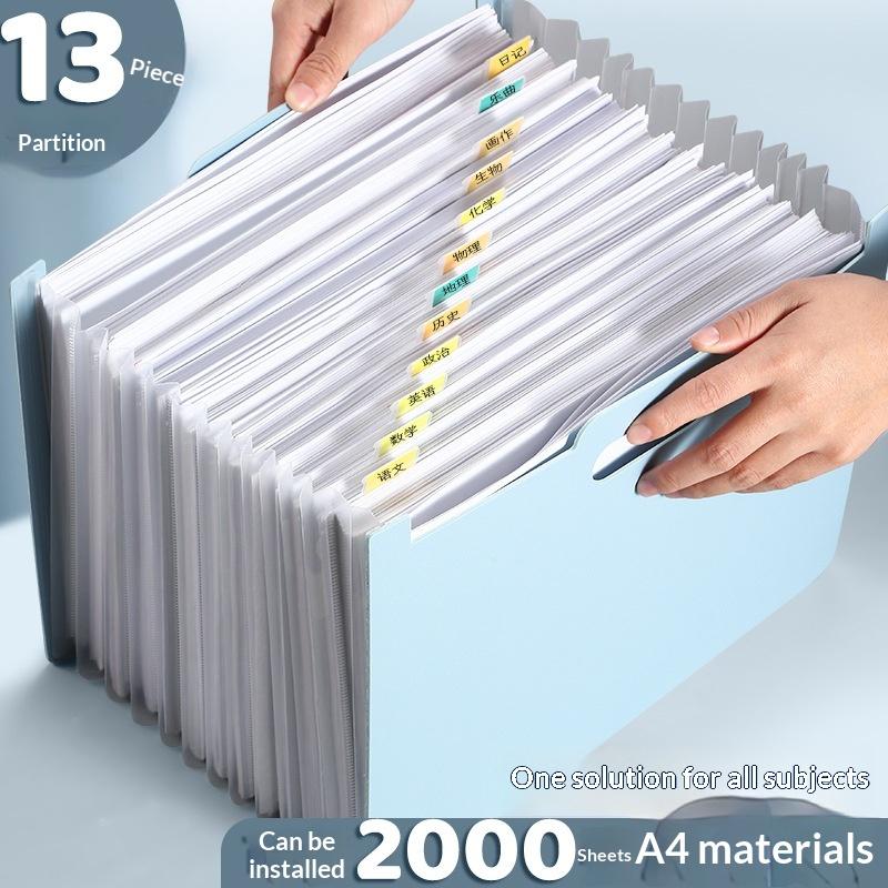 Expandable Accordion File Folder 13 Pockets - 13-Taschen-Akkordeon-Aktenordner mit Etikettenfach, A4-Format, Organizer