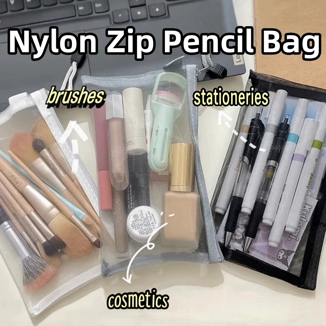 Clear Mesh Pencil Pouch For Exam - Nylon-Bleistift-Aufbewahrungstasche, leichtes, transparentes Mesh-Federmäppchen, transparentes Prüfungs-Bleistiftbeutel,