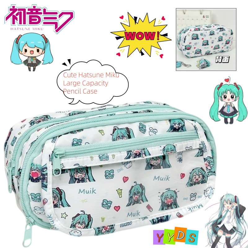 Aesthetic Large Pencil Case Pouch - Hatsune Miku Stiftetui, niedliches Cartoon-Design, ästhetisch